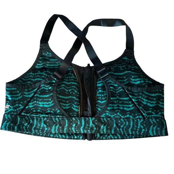 Fabletics Zoe High Impact Sports Bra in Tidal Size XXL Zip Up Adjustable Workout - Picture 3 of 10